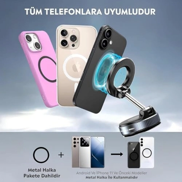 Katlanabilir Araç Telefon Tutucu - 360 Derece Dönebilen Tasarım