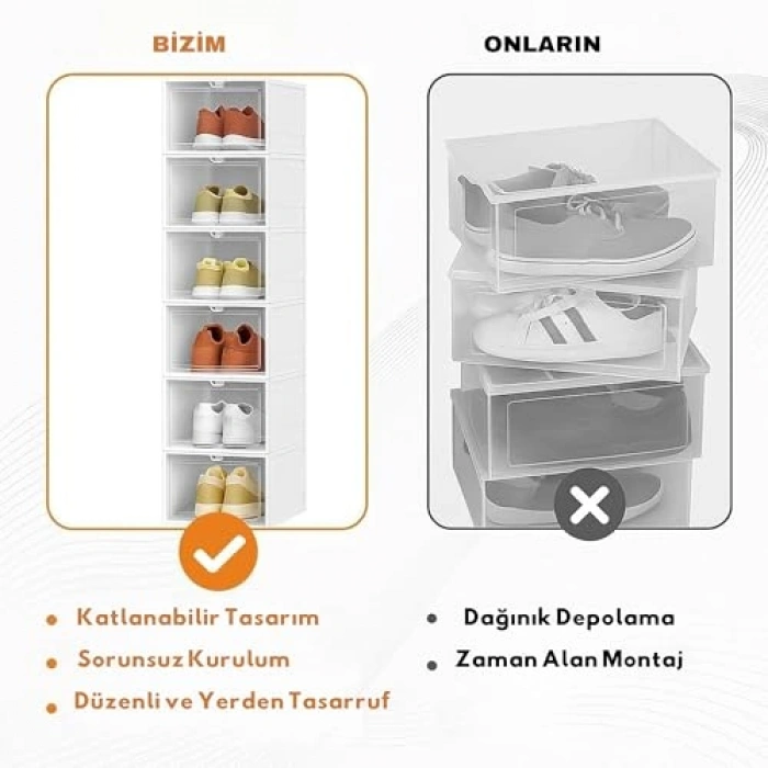 Katlanabilir Ayakkabı Rafı, 6 Katlı Modüler Tasarım