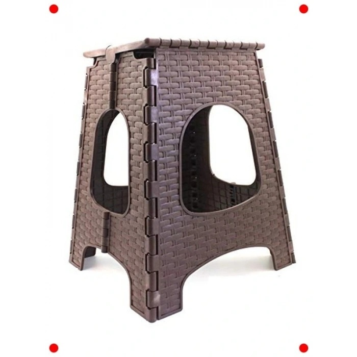 Katlanabilir Büyük Boy Plastik Tabure (Kahverengi)