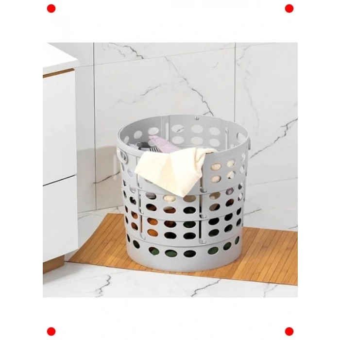 Katlanabilir Çamaşır Sepeti, Orta Boy, 15L, Gri
