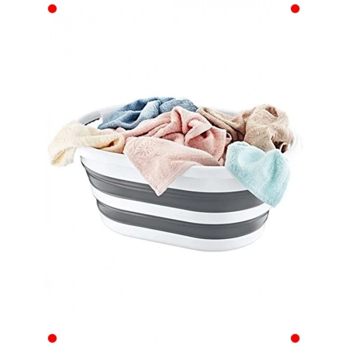 Katlanabilir Çamaşır ve Oyuncak Sepeti - Gri Renk