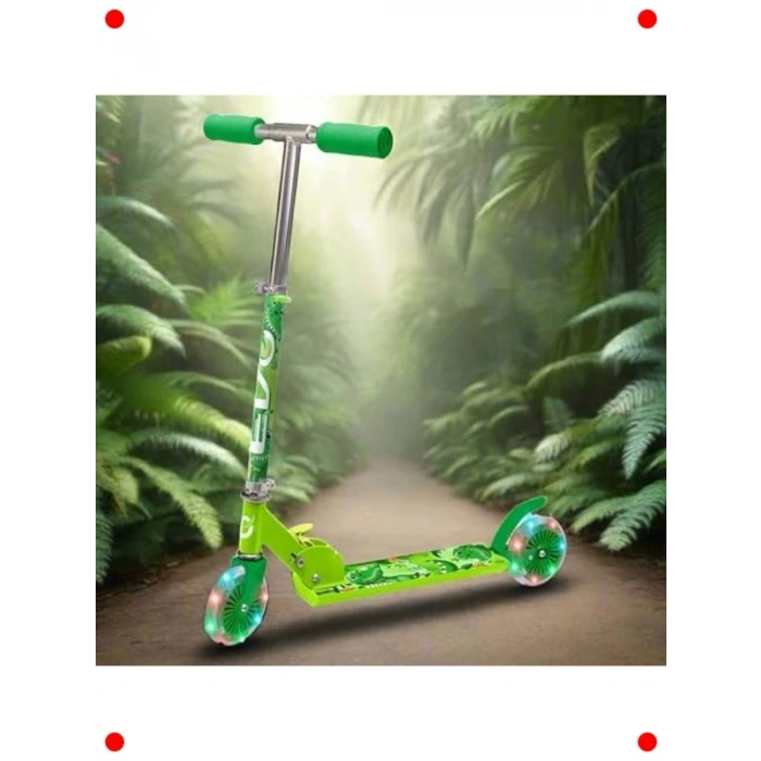 Katlanabilir Işıklı Dinozor Desenli Scooter