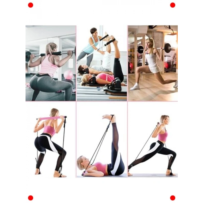 Katlanabilir Pilates Çubuğu ve Gergi İpi Seti