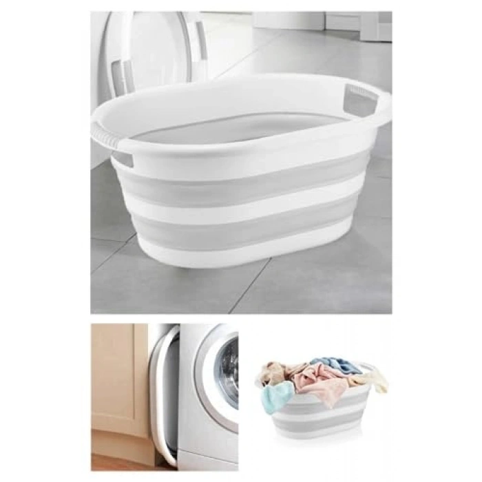 Katlanabilir Silikon Çamaşır Sepeti, 27 Litre Kapasite
