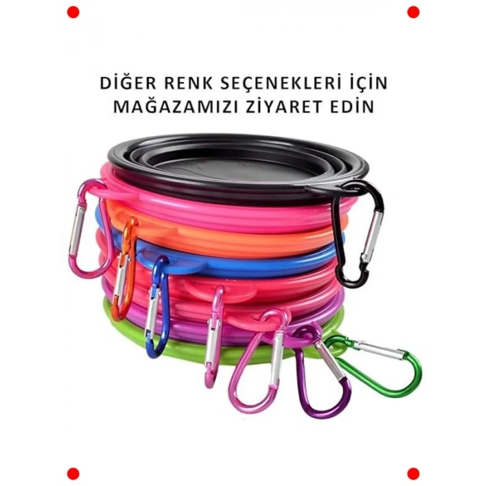 Katlanabilir Silikon Mama Su Kabı 350 ML Turuncu