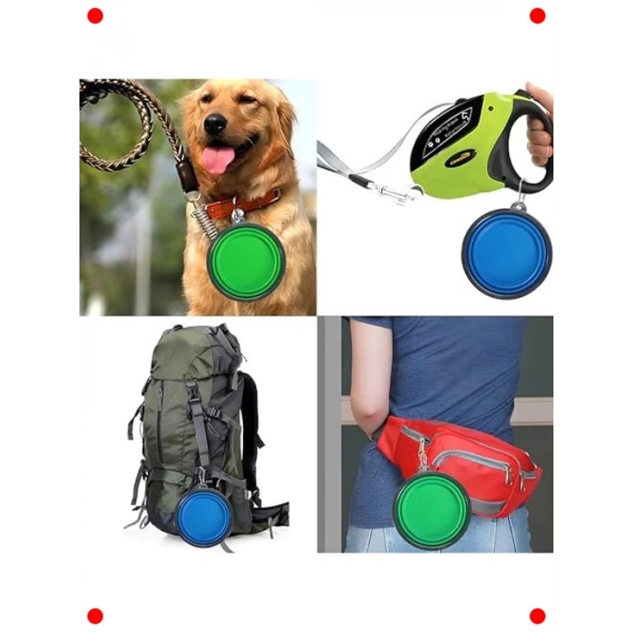 Katlanabilir Silikon Mama Su Kabı 350 ML Turuncu