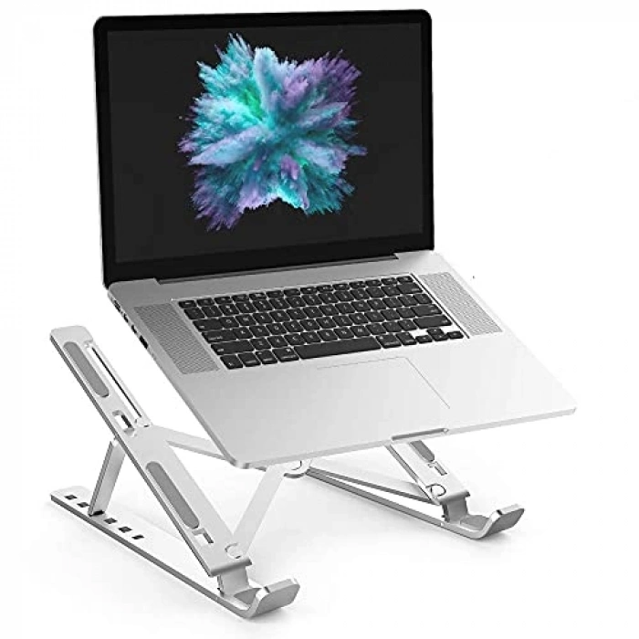 Katlanır Alüminyum Laptop Standı, Gümüş Renk