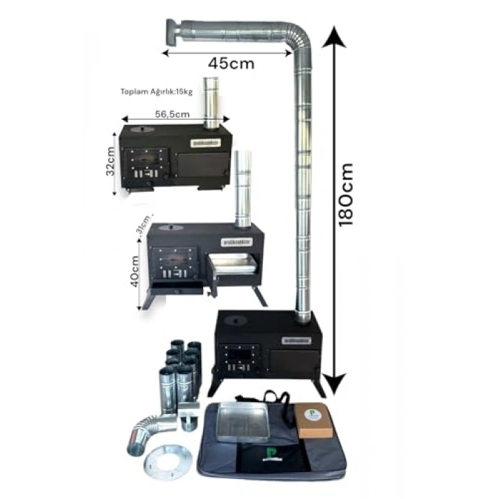 Katlanır Ayaklı Kamp Sobası, Çantalı ve Kullanışlı Tasarım