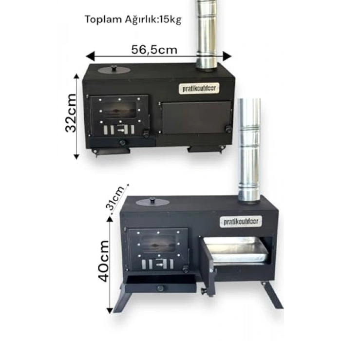 Katlanır Ayaklı Kamp Sobası, Çantalı ve Kullanışlı Tasarım