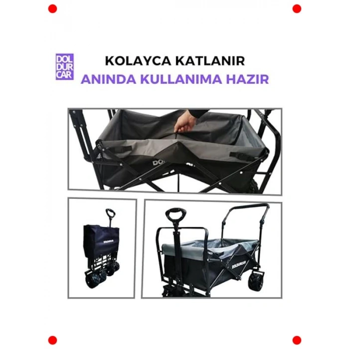 Katlanır Büyük Tekerlekli Çok Amaçlı Taşıma Arabası