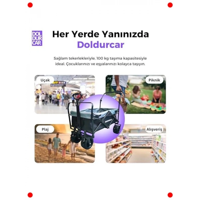 Katlanır Büyük Tekerlekli Çok Amaçlı Taşıma Arabası