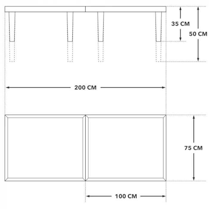 Katlanır kamp masası, 75x200 cm, doğal renk