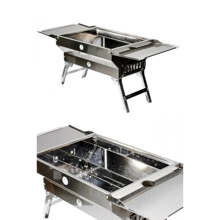 Katlanır krom manl, kapaklı ve ayaklı tasarım