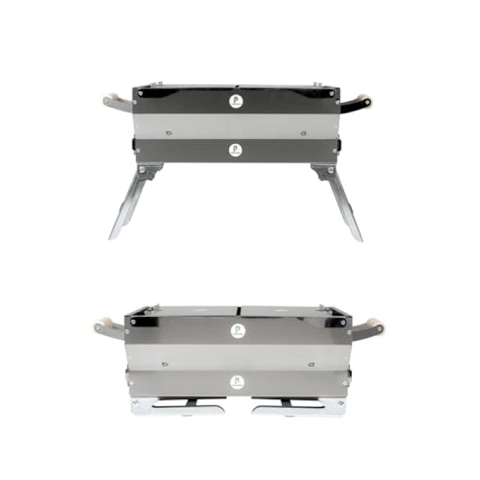 Katlanır krom manl, kapaklı ve ayaklı tasarım