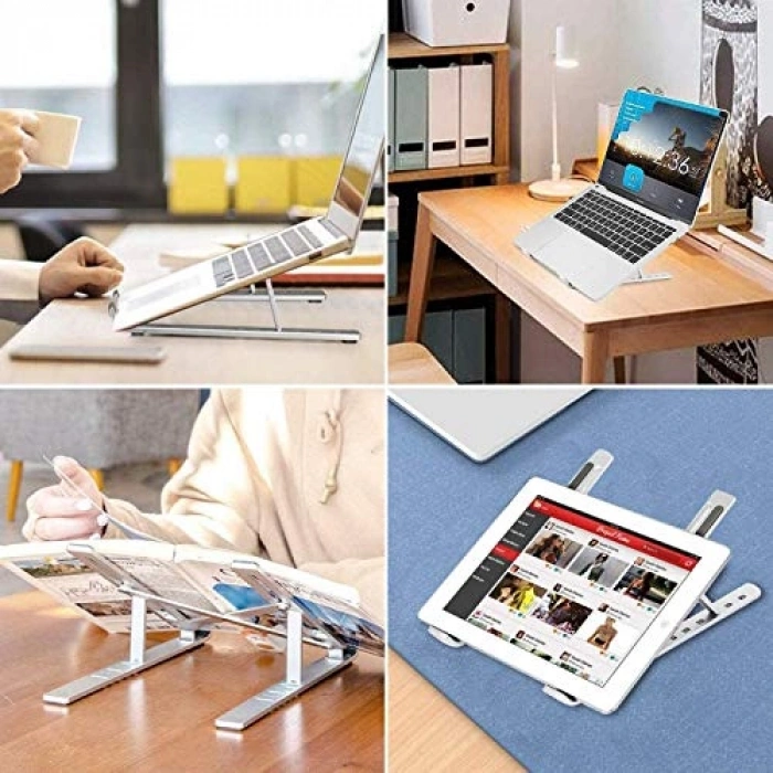 Katlanır Laptop ve Tablet Standı, Siyah Renk ile Pratik Kullanım