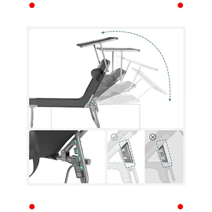 Katlanır Plaj & Bahçe Şezlongu, 150 kg Taşıma
