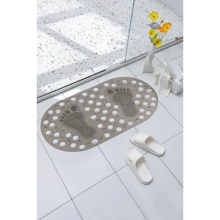 Kaydırmaz Vantuzlu Banyo Paspası, Ayak Desenli