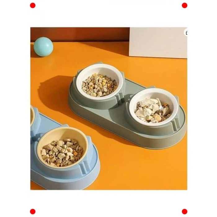 Kaymaz Çift Bölmeli Pet Mama/Su Kabı (Gri)