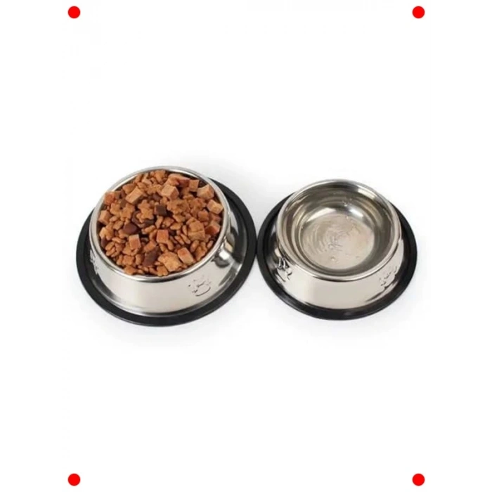 Kaymaz Paslanmaz Çelik Mama Kabı - Kedi/Köpek 22 Cm