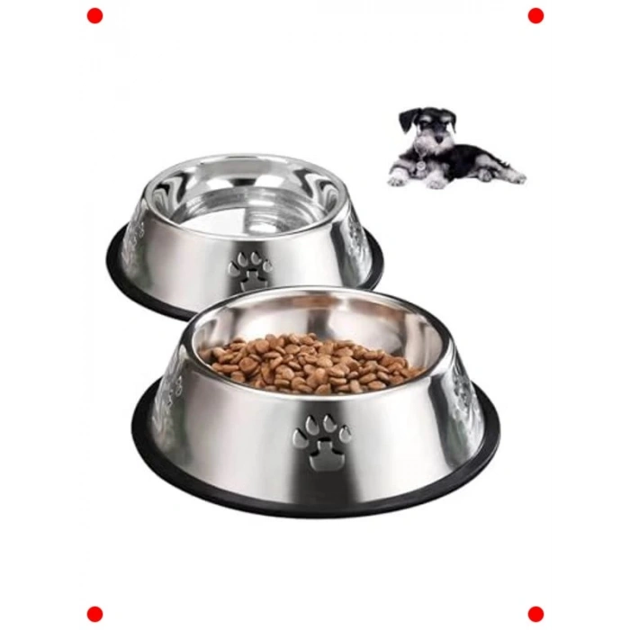 Kaymaz Paslanmaz Çelik Mama Kabı - Kedi/Köpek 22 Cm