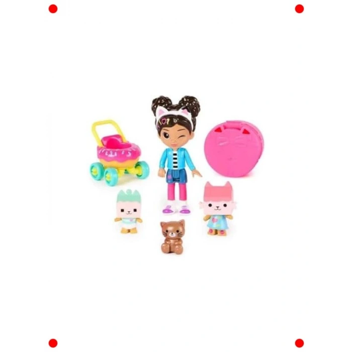 Kedi Bakım Oyun Seti - 2 Kedi Figürü ve Bebek Arabası
