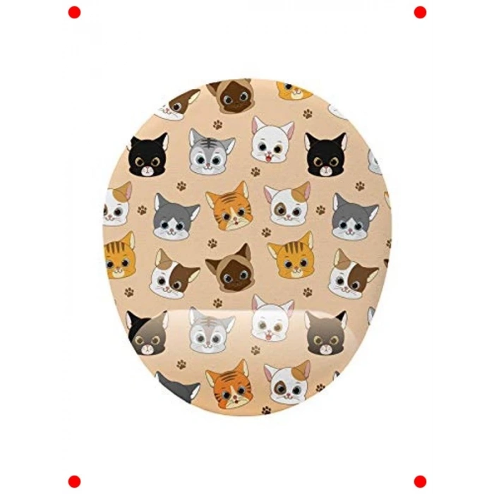 Kedi Desenli Konforlu Bilek Destekli Mouse Pad