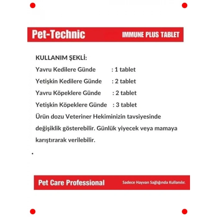 Kedi Köpek Bağışıklık Güçlendirici Tablet, 75 Adet