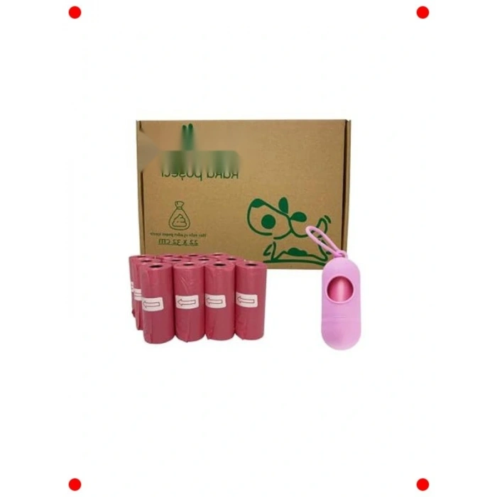 Kedi Köpek Kaka Poşeti ve Taşıma Kapsülü Seti (Pembe)