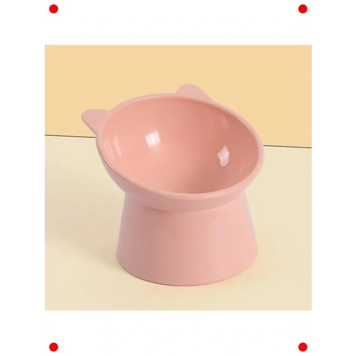 Kedi Köpek Mama ve Su Kabı (Çift Bölmeli, Pembe)