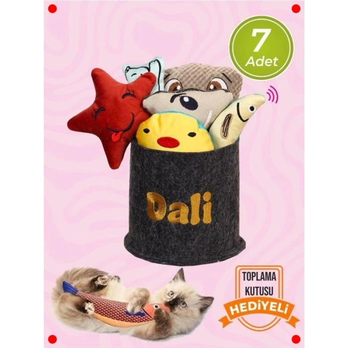 Kedi Naneli & Sesli Peluş Kumaş Oyuncak Seti - 7 Adet