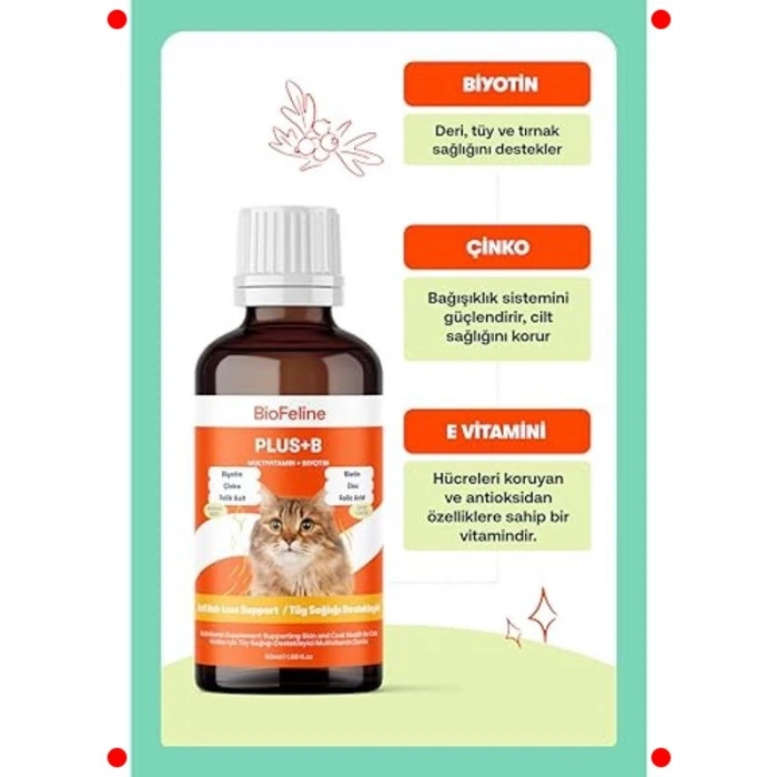 Kedi Tüy ve Cilt Sağlığı Damlası 50ml - Biotinli Vitamin