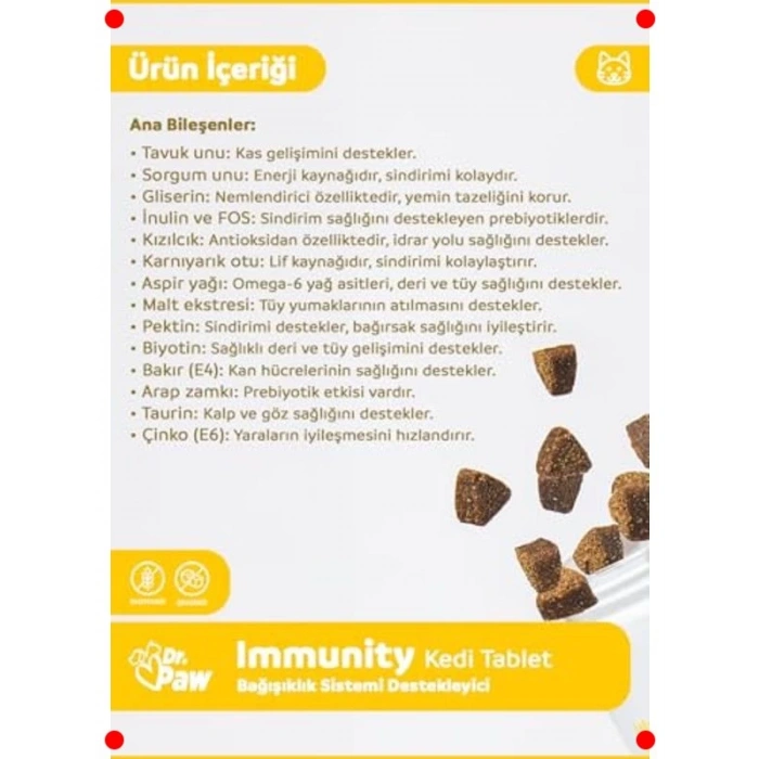 Kediler İçin Bağışıklık Destekleyici Çiğnenebilir Tablet