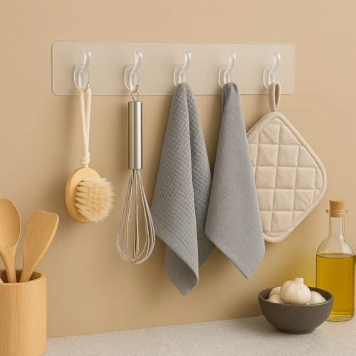 Kendinden Yapışkanlı 5 Kancalı Askı Seti, Pratik Montaj