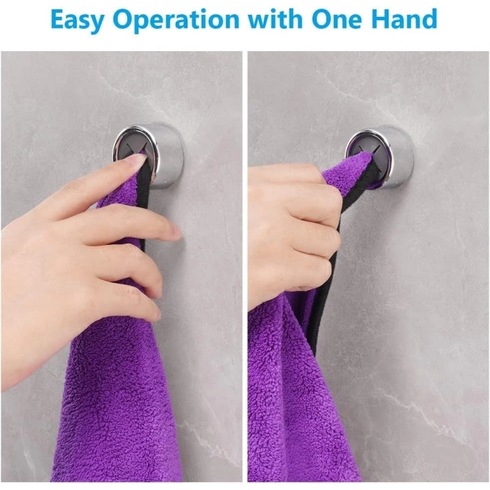 Kendinden Yapışkanlı Duvar Havlu Askısı, 2li Set, Siyah-Gri