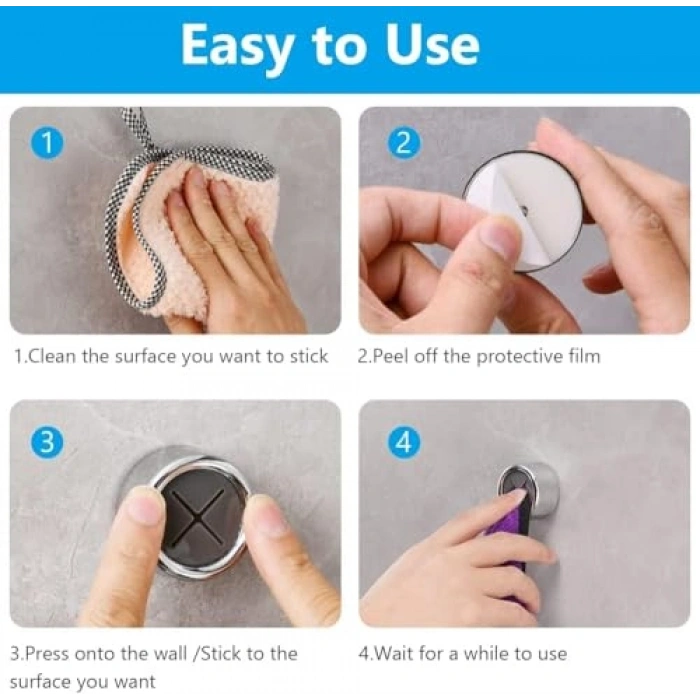 Kendinden Yapışkanlı Duvar Havlu Askısı, 2li Set, Siyah-Gri