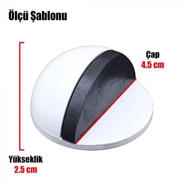 Kendinden Yapışkanlı Yarımay Kapı Stoperi, 5 Adet, Beyaz Renk