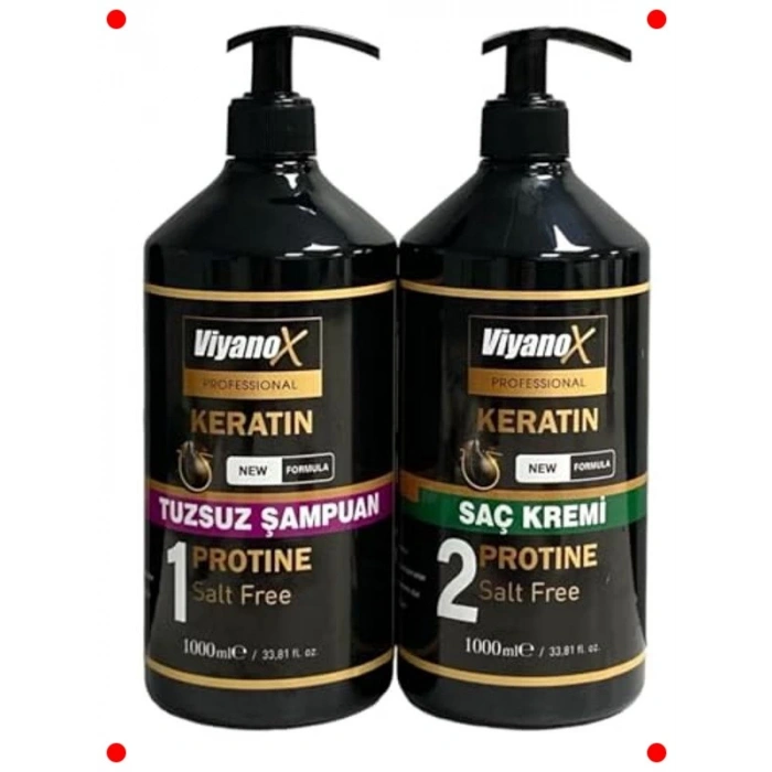 Keratinli Tuzsuz Şampuan & Onarıcı Saç Kremi Seti 1000 ml