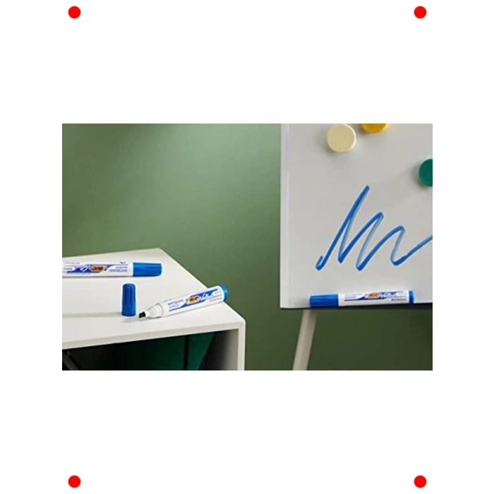 Kesik Uçlu Beyaz Tahta Kalemi Mavi 12li - Kuru Silinebilir