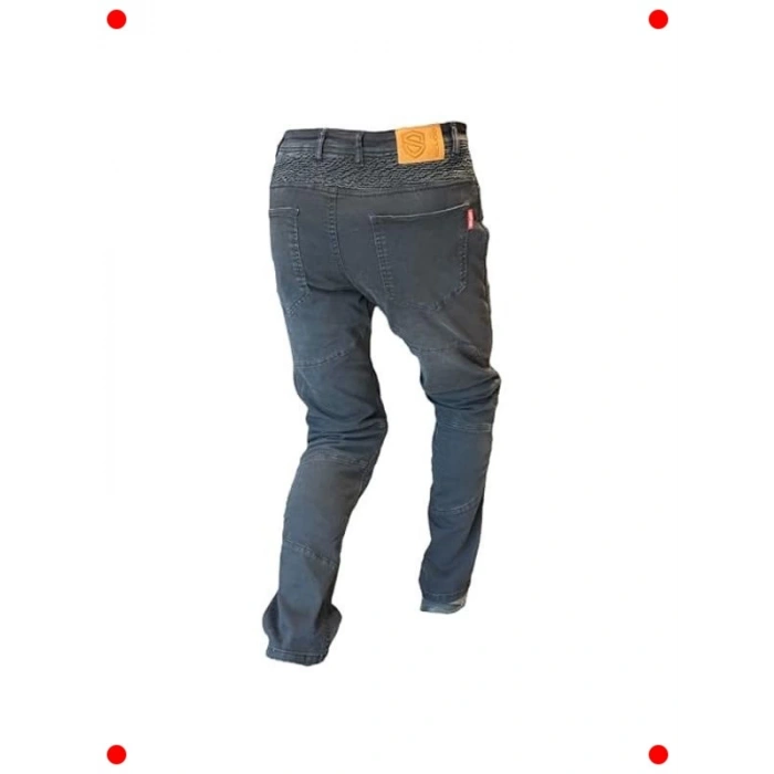 Kevlar Korumalı Siyah Motosiklet Kot Pantolon