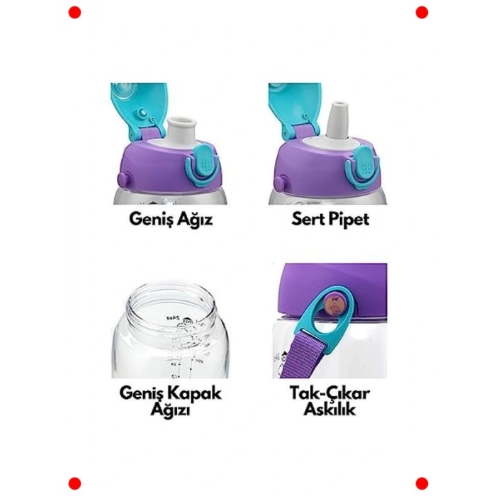 Kılıflı Askılı Tritan Çocuk Matarası - 700ml