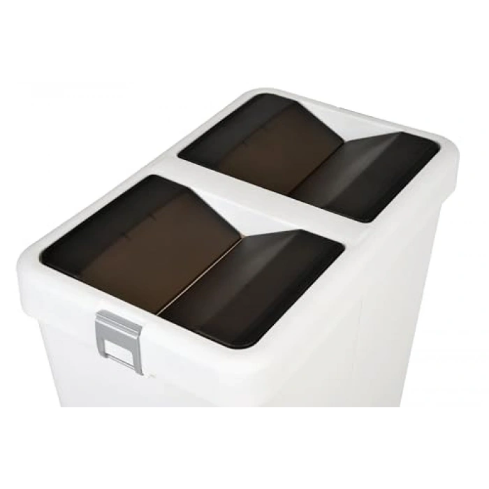 Kilitli Çöp Kovası, 80 Lt, Beyaz Renk