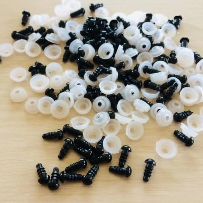 Kilitli Gözler için Saf Siyah 12 mm, 100 çift