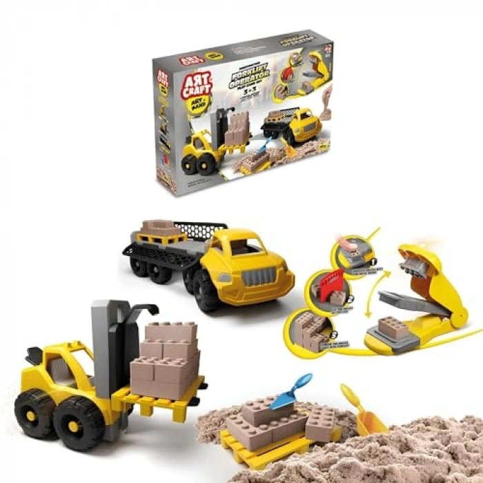 Kinetik Kum Seti, Forkliftli İnşaat Araçlı Yapı Tasarım Oyunu