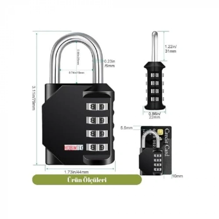 Kırılmaz Şifreli Asma Kilit - Su Geçirmez ve Paslanmaz Çelik