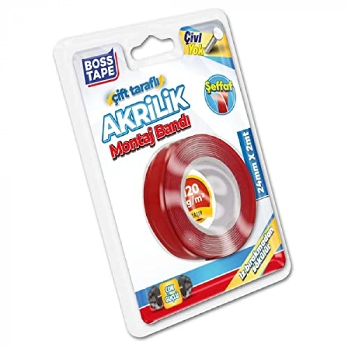 Kirli Renkli 24 mm x 2 m Çift Taraflı Akrilik Bant