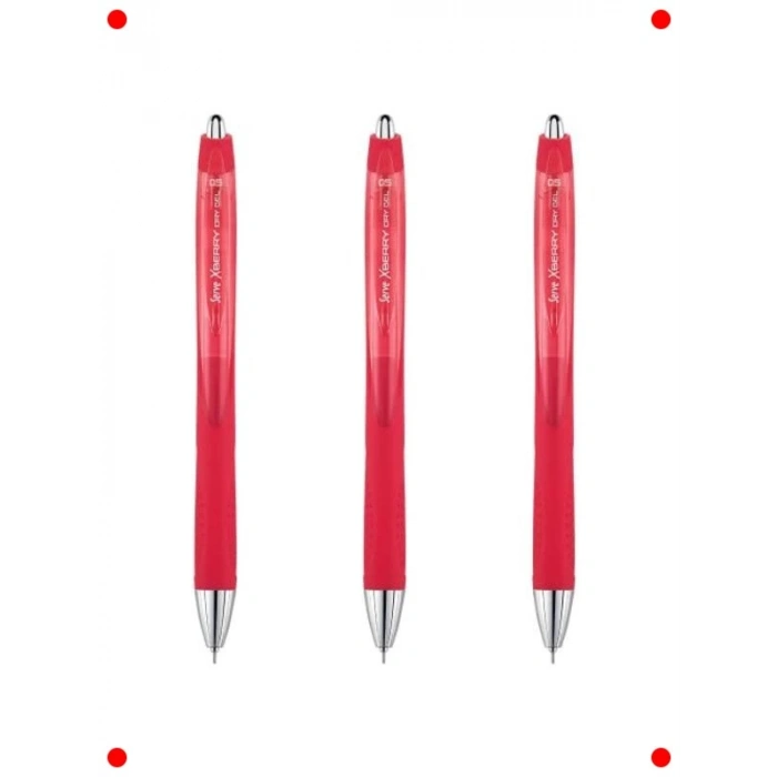 Kırmızı Jel Kalem Seti - 0.5 mm İğne Uç, 3lü