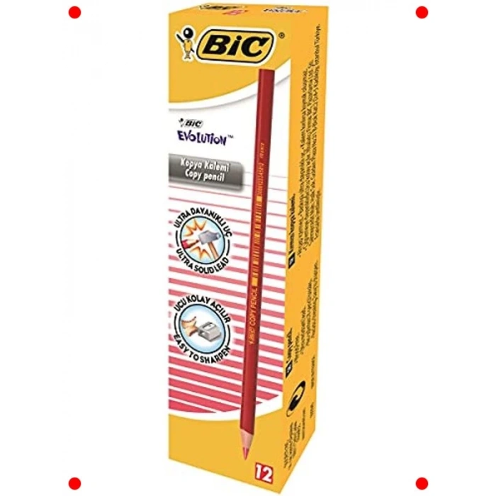 Kırmızı Kopya Kalem Seti, 12 Adet, Dayanıklı