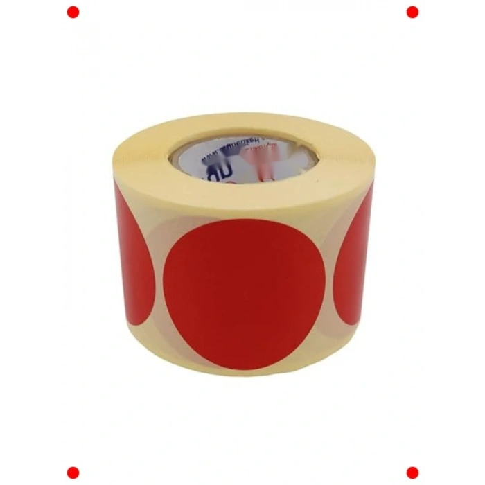 Kırmızı Kuşe Yuvarlak Etiket 40mm 500 Adet