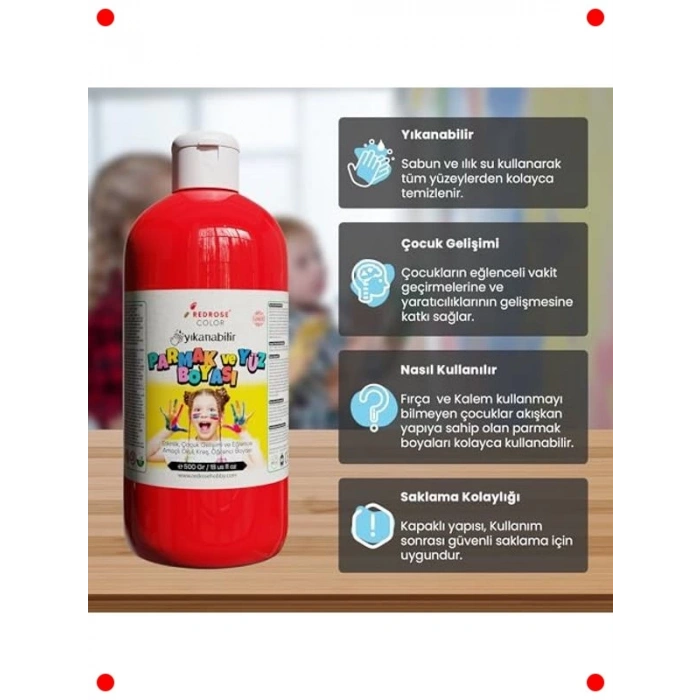 Kırmızı Parmak Boyası - 500 gr