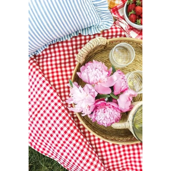Kırmızı Pötikare Masa Örtüsü, Pamuklu Sofra Bezi, 160x160 cm